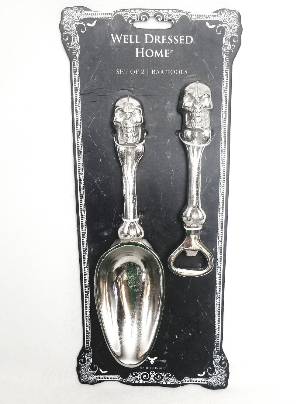 Silver Skull Bar Tool Set - 2 Piece